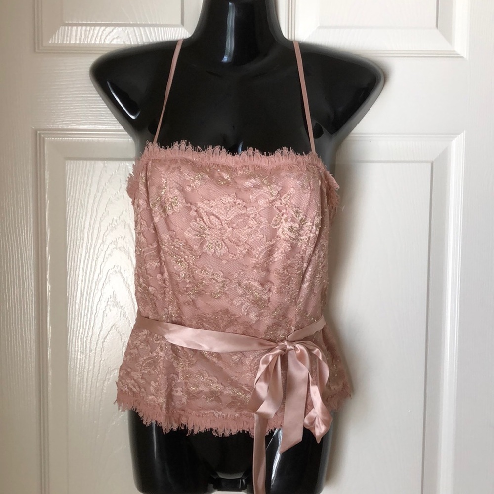 Adrianna Papell Pink&Gold Lace Top-Brand New!